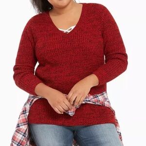 Torrid Deep Red V-Neck Sweater